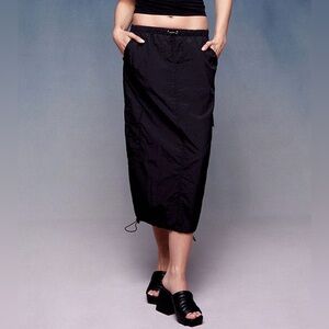 Ryan Destiny x PacSun Parachute Cargo Midi Skirt, Black, Size L